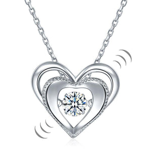 Heart Dancing Stone Pendant Necklace 925 Sterling Silver MXFN8088