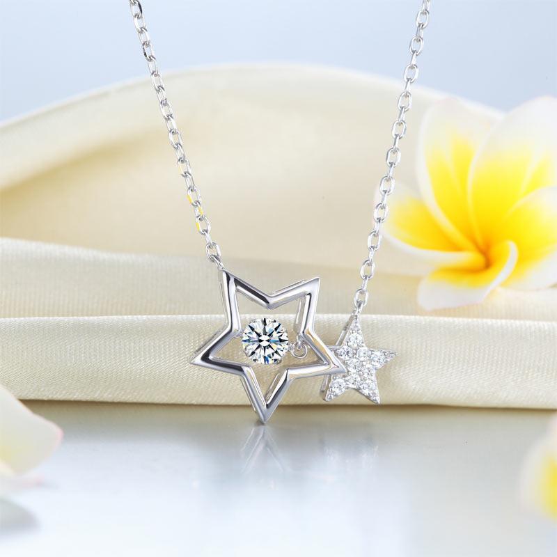 Dancing Stone Stars Necklace 925 Sterling Silver  MXFN8090