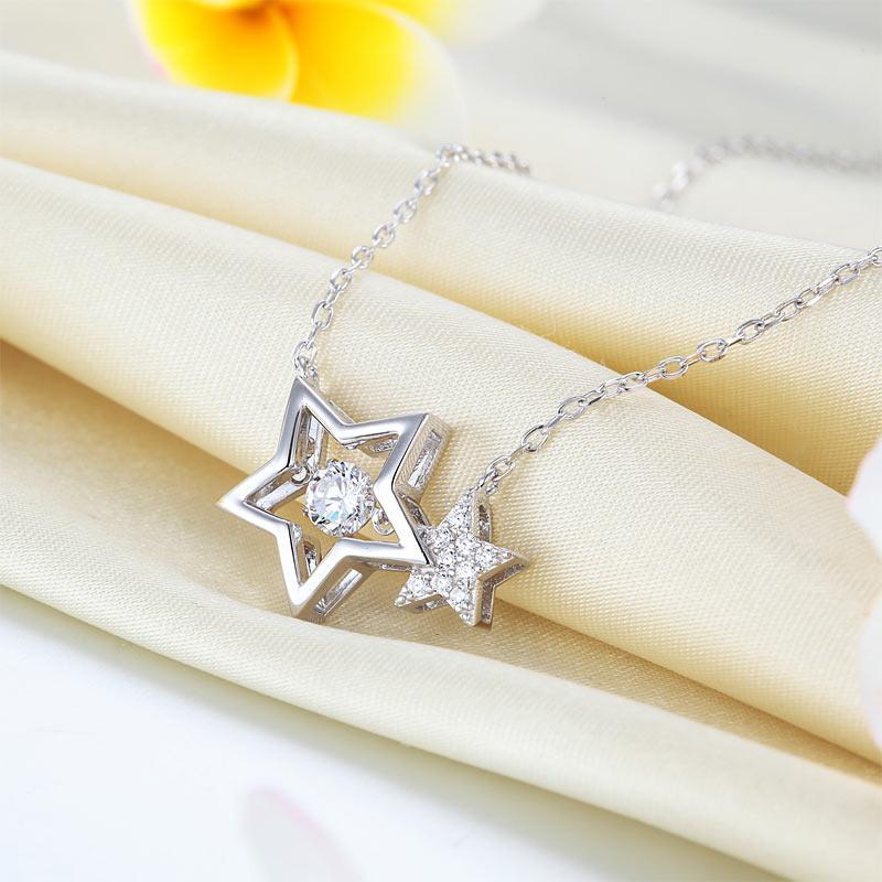 Dancing Stone Stars Necklace 925 Sterling Silver  MXFN8090