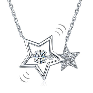 Dancing Stone Stars Necklace 925 Sterling Silver  MXFN8090
