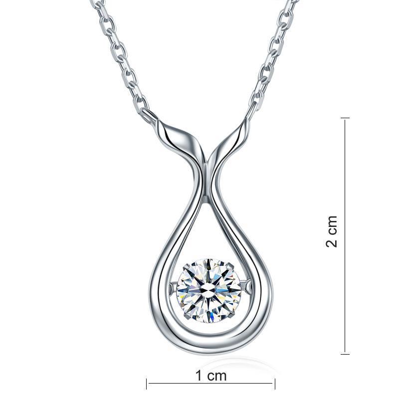 Dancing Stone Water Drop Necklace 925 Sterling Silver Simple Elegant MXFN8091