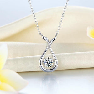 Dancing Stone Water Drop Necklace 925 Sterling Silver Simple Elegant MXFN8091