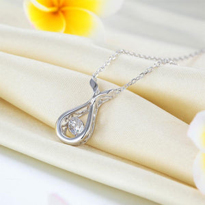 Dancing Stone Water Drop Necklace 925 Sterling Silver Simple Elegant MXFN8091