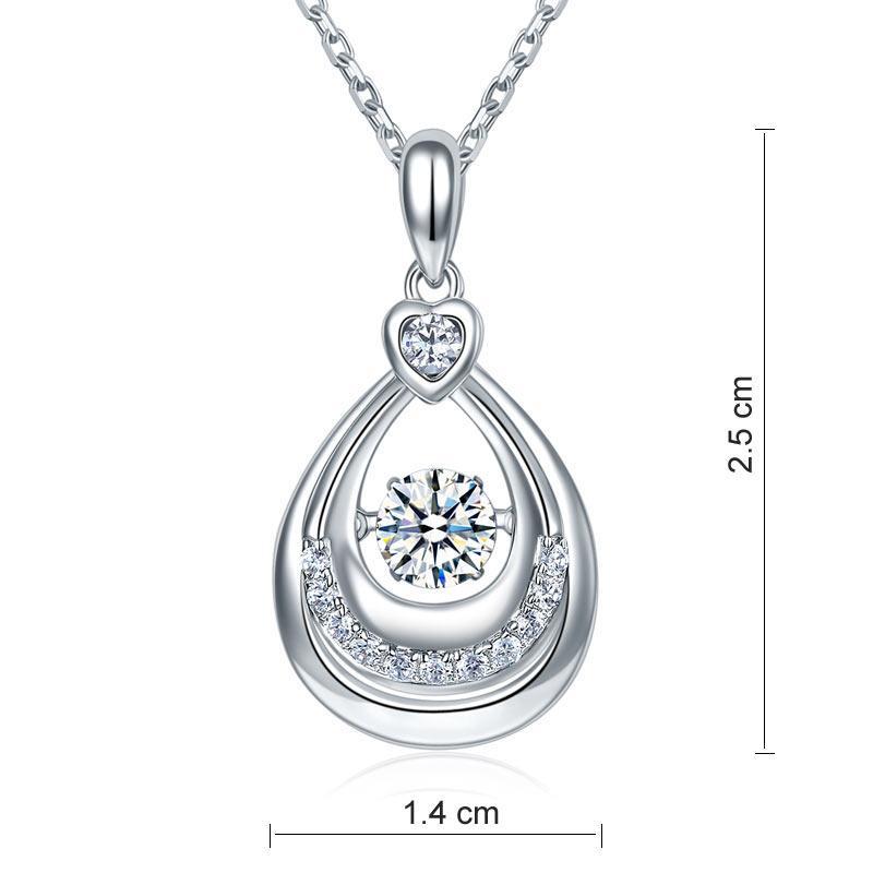 Dancing Stone Water Drop Pendant Necklace 925 Sterling Silver MXFN8092