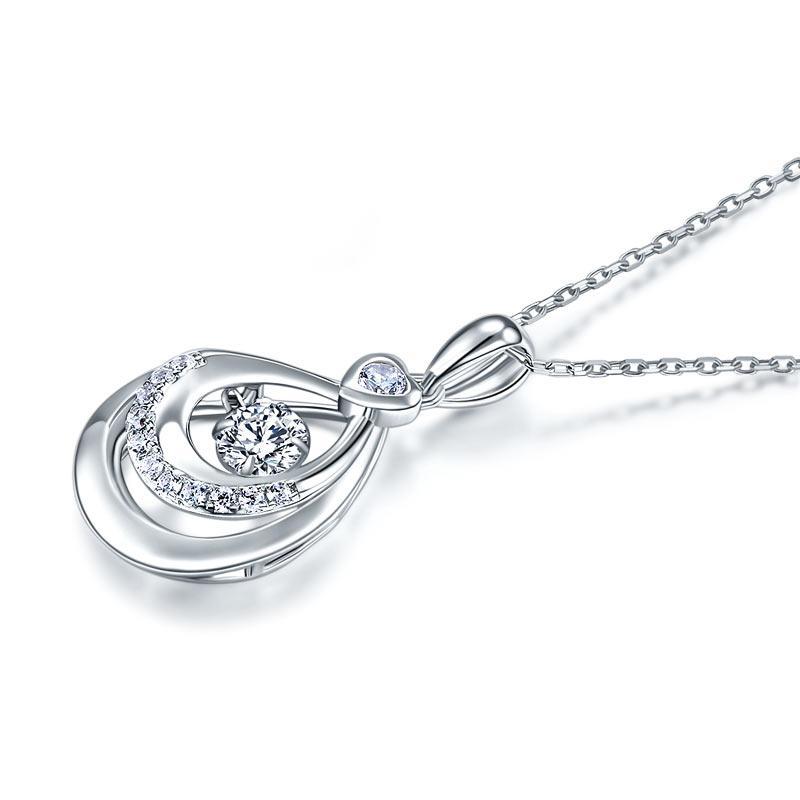 Dancing Stone Water Drop Pendant Necklace 925 Sterling Silver MXFN8092