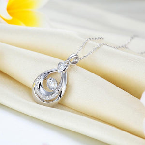 Dancing Stone Water Drop Pendant Necklace 925 Sterling Silver MXFN8092