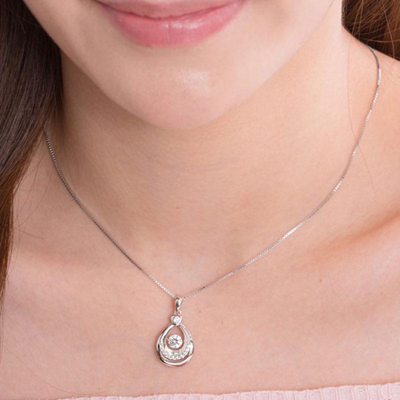 Dancing Stone Water Drop Pendant Necklace 925 Sterling Silver MXFN8092