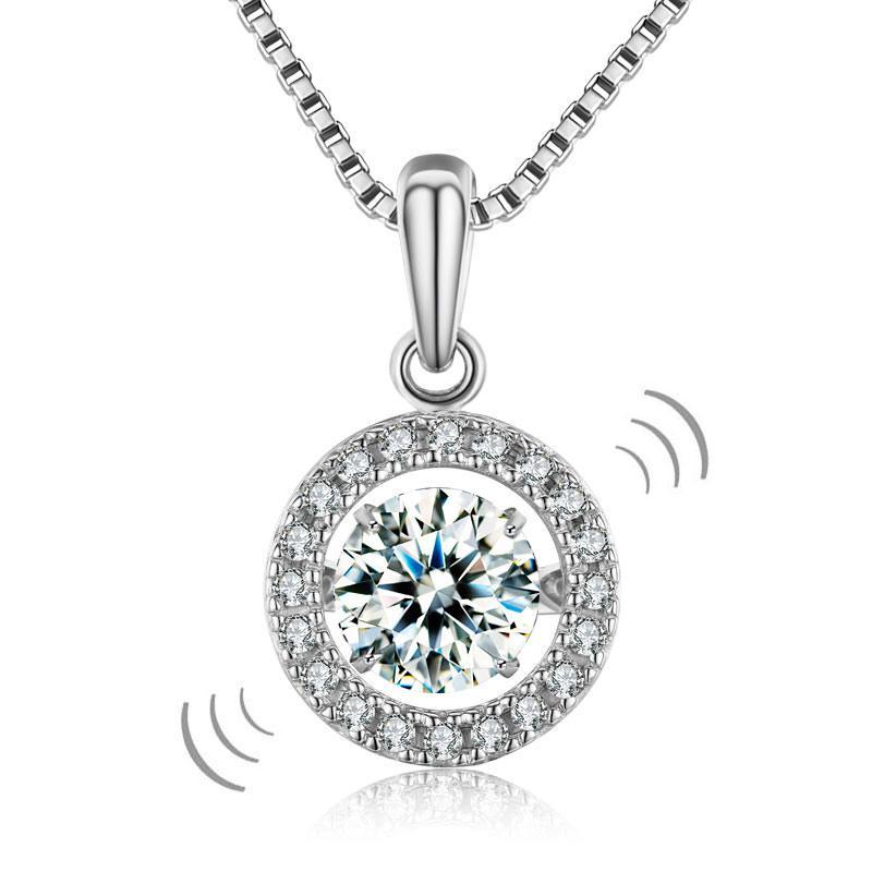 Dancing Stone 1 Carat Pendant Necklace 925 Sterling Silver MXFN8099