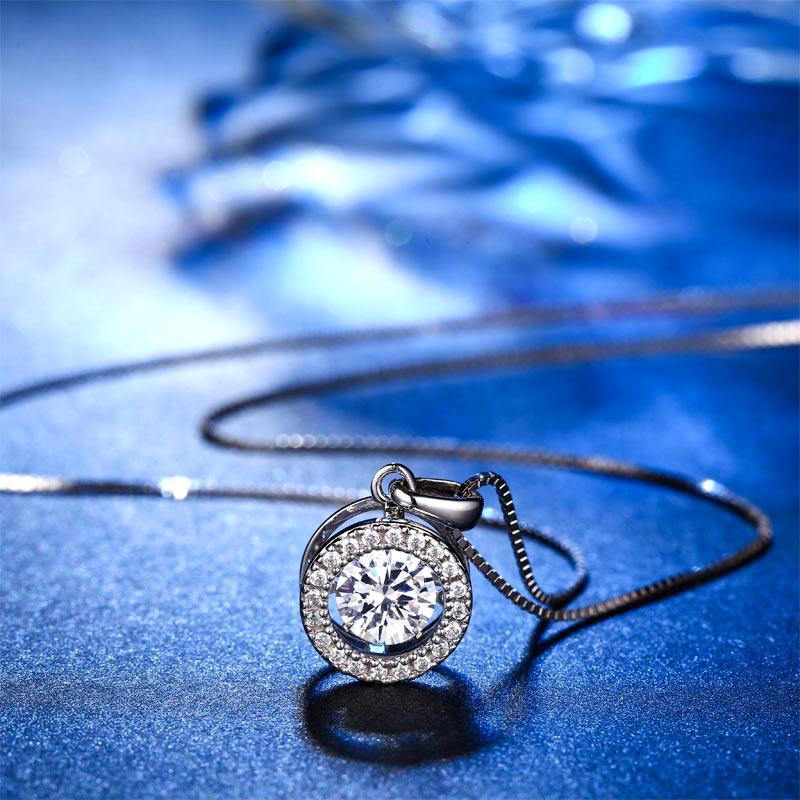Dancing Stone 1 Carat Pendant Necklace 925 Sterling Silver MXFN8099