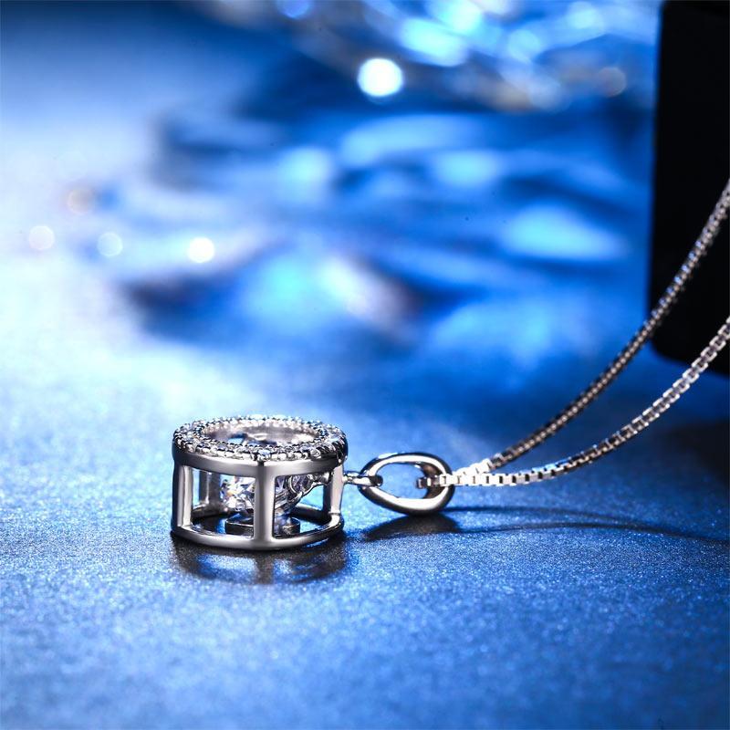 Dancing Stone 1 Carat Pendant Necklace 925 Sterling Silver MXFN8099