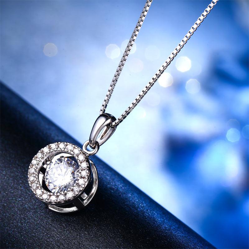 Dancing Stone 1 Carat Pendant Necklace 925 Sterling Silver MXFN8099
