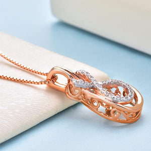 Dancing Stone Pendant Necklace 925 Sterling Silver Rose Gold Color MXFN8100