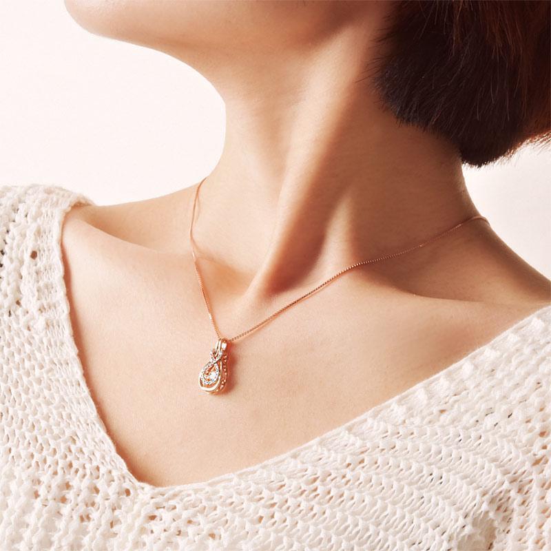Dancing Stone Pendant Necklace 925 Sterling Silver Rose Gold Color MXFN8100