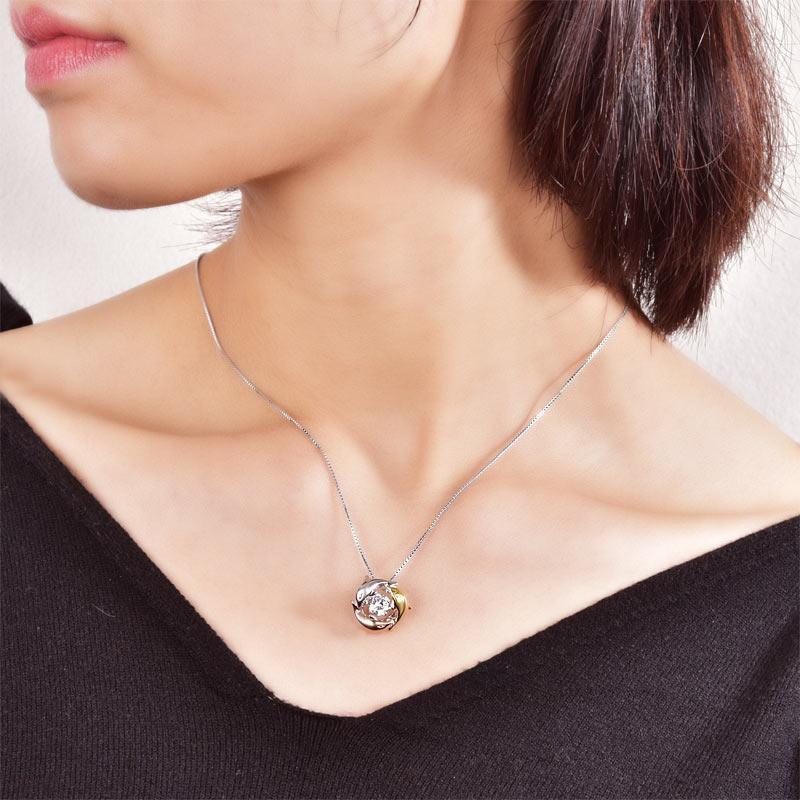 Dolphins Dancing Stone Pendant Necklace 925 Sterling Silver MXFN8101