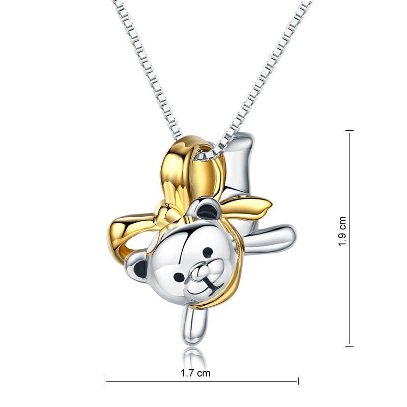 Lovely Bear Pendant Necklace 925 Sterling Silver Birthday Good Handcraft Gift MXFN8102