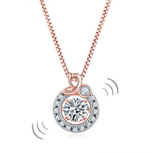Dancing Stone Pendant Necklace Solid 925 Sterling Silver Rose Gold Color MXFN8105