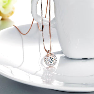 Dancing Stone Pendant Necklace Solid 925 Sterling Silver Rose Gold Color MXFN8105