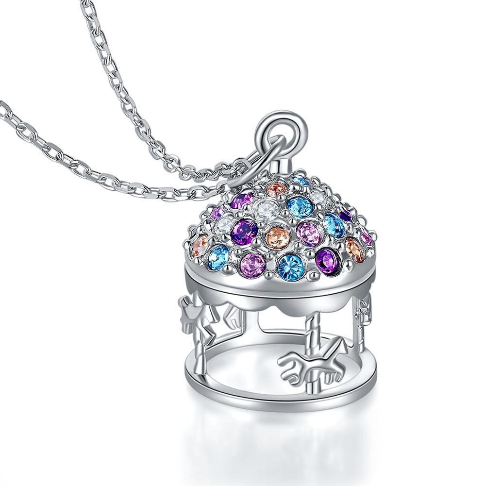Multi-Color Merry-Go-Round Pendant Necklace Solid 925 Sterling Silver Jewelry MXFN8112
