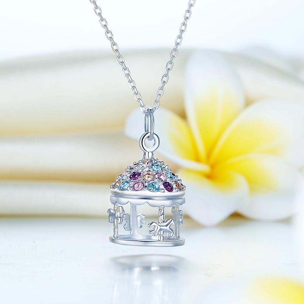 Multi-Color Merry-Go-Round Pendant Necklace Solid 925 Sterling Silver Jewelry MXFN8112