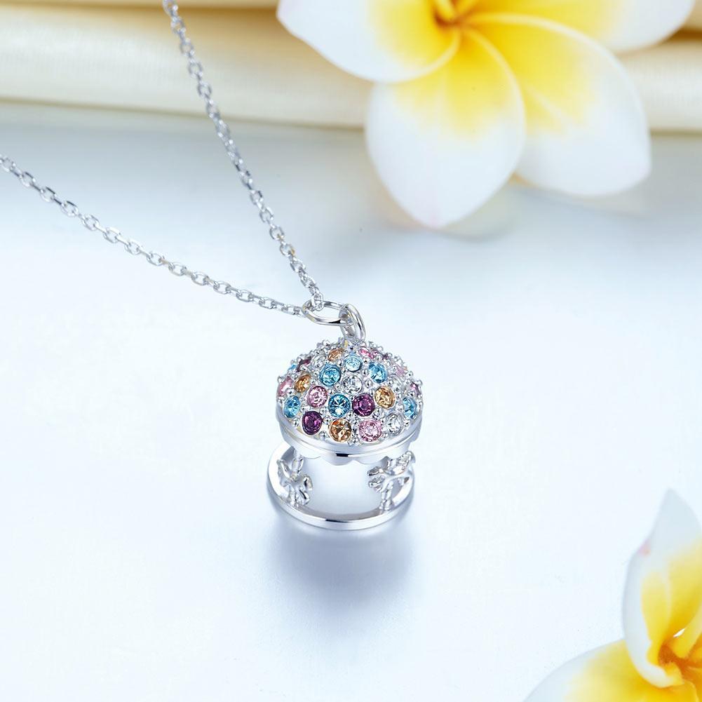 Multi-Color Merry-Go-Round Pendant Necklace Solid 925 Sterling Silver Jewelry MXFN8112