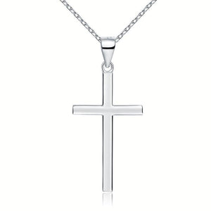 925 Sterling Silver Solid Cross Pendant Necklace MXFN8114