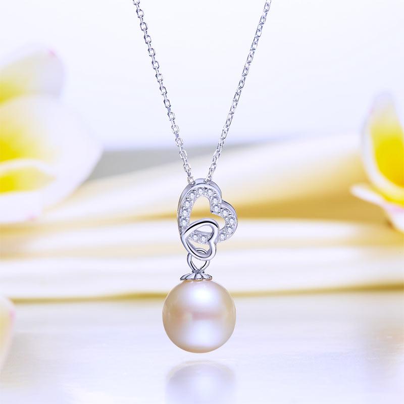Fresh Water Pearl Heart Necklace 925 Sterling Silver MXFN8119
