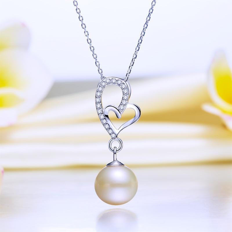 Fresh Water Pearl Heart Necklace 925 Sterling Silver MXFN8120