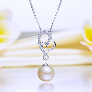 Fresh Water Pearl Heart Necklace 925 Sterling Silver MXFN8120