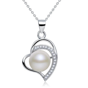 Fresh Water Pearl Heart Necklace 925 Sterling Silver MXFN8121