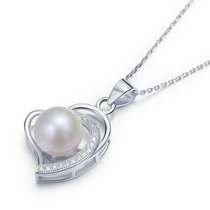 Fresh Water Pearl Heart Necklace 925 Sterling Silver MXFN8121