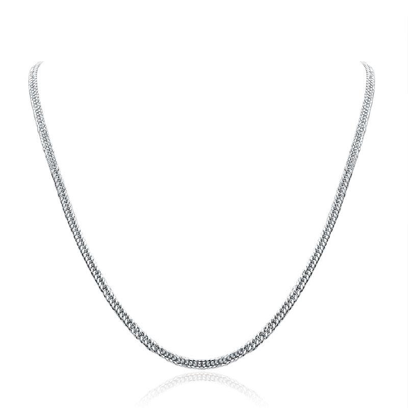 Men&#39;s Silver Necklace 990 Pure Silver Cuban Link Chain MXFN8133