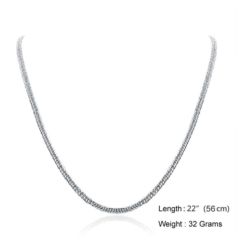 Men&#39;s Silver Necklace 990 Pure Silver Cuban Link Chain MXFN8133