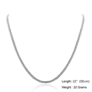 Men's Silver Necklace 990 Pure Silver Cuban Link Chain MXFN8133