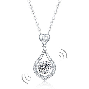 Dancing Stone use Swarovski Zirconia Heart Tear Drop Pendant Necklace 925 Sterling Silver MXFN8134