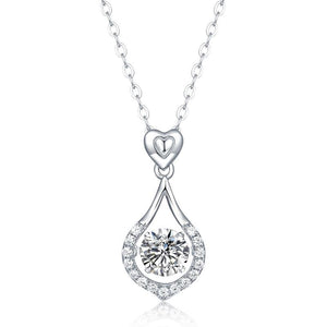1 Carat Moissanite Diamond Dancing Stone Tear Drop Necklace 925 Sterling Silver MXFN8136