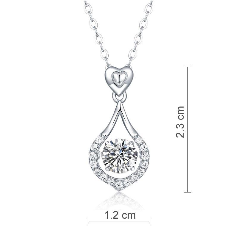 1 Carat Moissanite Diamond Dancing Stone Tear Drop Necklace 925 Sterling Silver MXFN8136