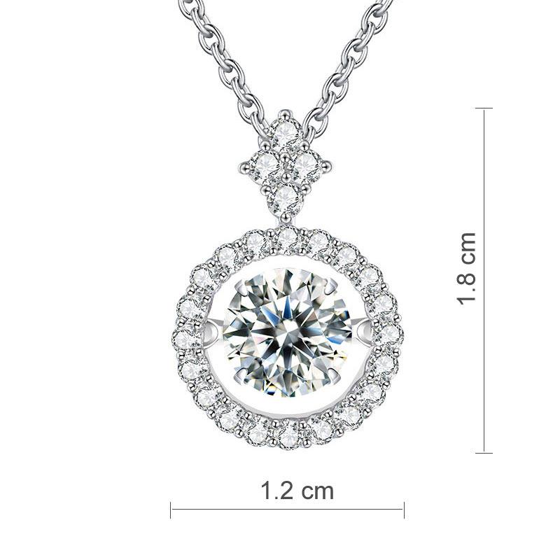 1 Carat Moissanite Diamond Dancing Stone Necklace 925 Sterling Silver MXFN8137