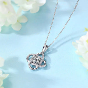 1 Ct Moissanite Diamond Flower Pendant Necklace 925 Sterling Silver MXFN8151