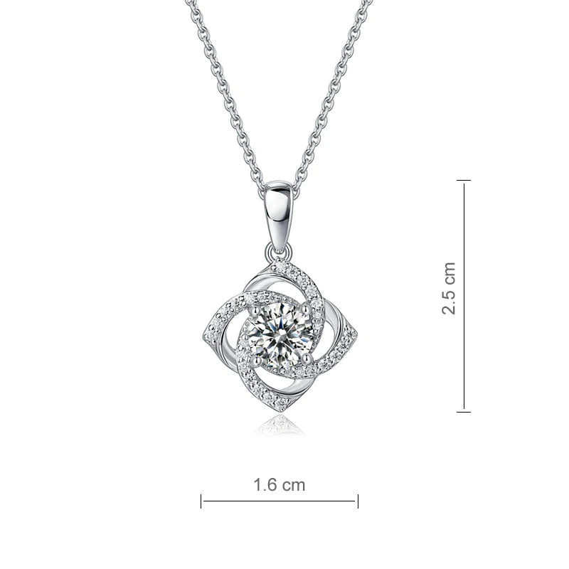 1 Ct Moissanite Diamond Rose Pendant Necklace 925 Sterling Silver XMFN8152