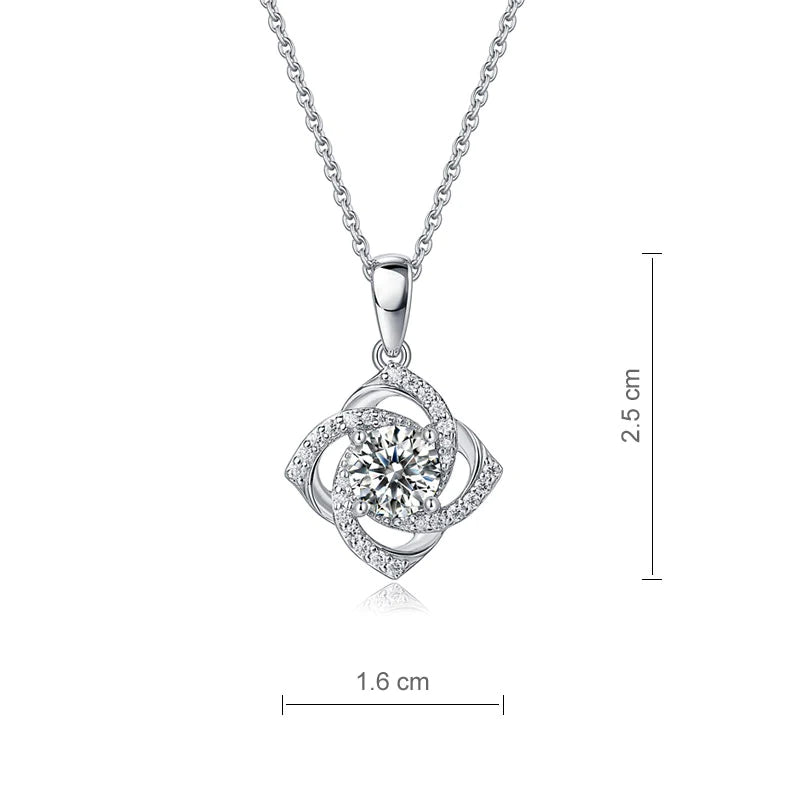 1 Ct Moissanite Diamond Rose Pendant Necklace 925 Sterling Silver MXFN8152