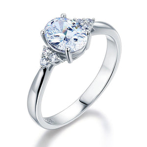 Solid 925 Sterling Silver Promise Ring Affordable Wedding Oval Cut Created Diamante MXFR8123