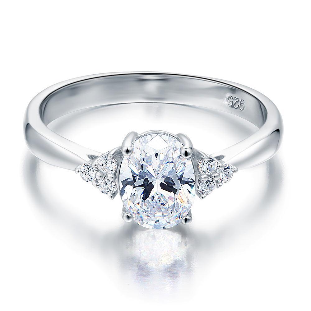 Solid 925 Sterling Silver Promise Ring Affordable Wedding Oval Cut Created Diamante MXFR8123