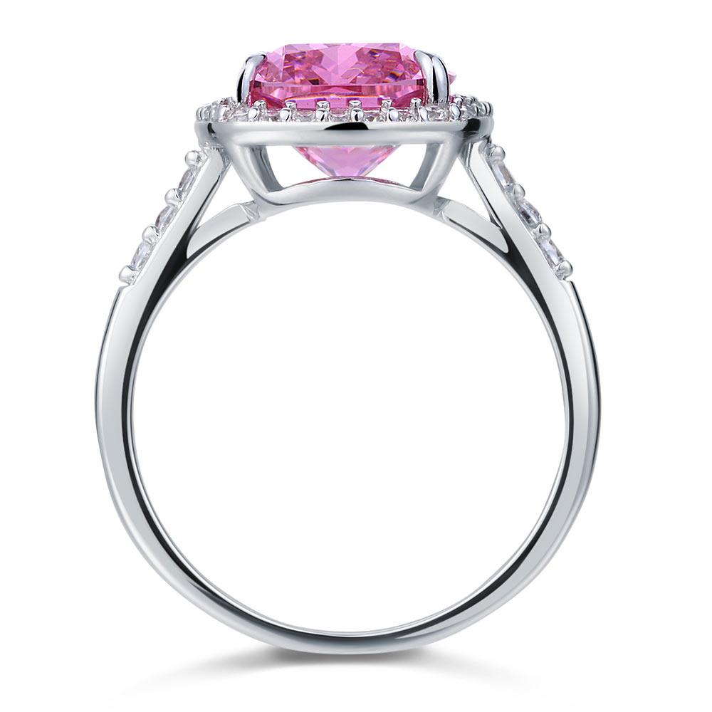 Solid 925 Sterling Silver Luxury Engagement Ring 6 Ct Cushion Fancy Pink Created Diamante Jewelry MXFR8150