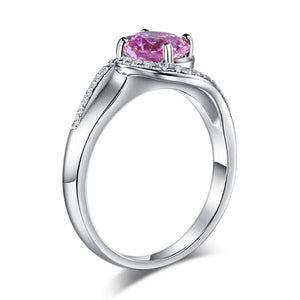 Twist Curl 925 Sterling Silver Wedding Engagement Ring 1.25 Ct Fancy Pink Created Zirconia MXFR8244