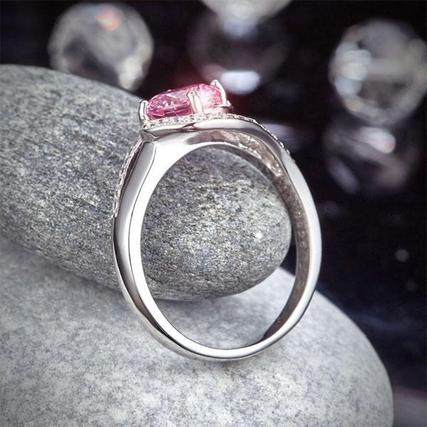 Twist Curl 925 Sterling Silver Wedding Engagement Ring 1.25 Ct Fancy Pink Created Zirconia MXFR8244