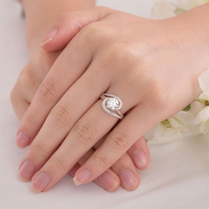 Twist Curl 925 Sterling Silver Wedding Engagement Ring 1.25 Ct Created Zirconia MXFR8245