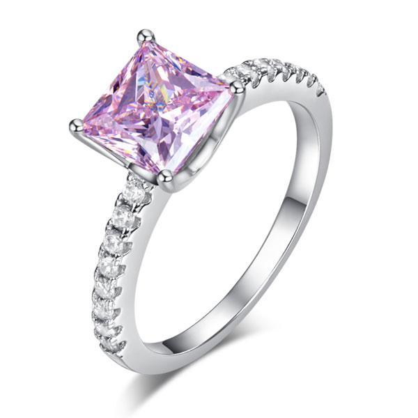 1.5 Ct Fancy Pink Created Zirconia 925 Sterling Silver Wedding Ring Promise Anniversary MXFR8246