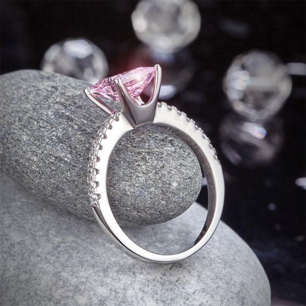 1.5 Ct Fancy Pink Created Zirconia 925 Sterling Silver Wedding Ring Promise Anniversary MXFR8246