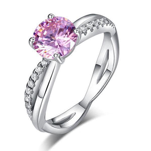 925 Sterling Silver Wedding Promise Anniversary Ring 1.25 Ct Fancy Pink Created Zirconia MXFR8248