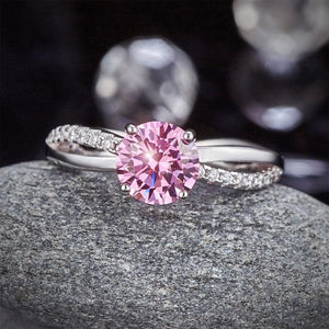 925 Sterling Silver Wedding Promise Anniversary Ring 1.25 Ct Fancy Pink Created Zirconia MXFR8248